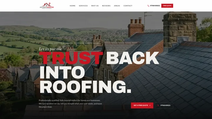 Accurate Roofing homepage preview