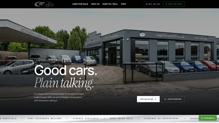 Capital Cars homepage preview
